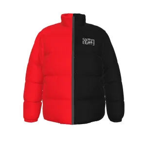 Sixty Eight 93 Logo White Red & Black Unisex Puffer Jacket