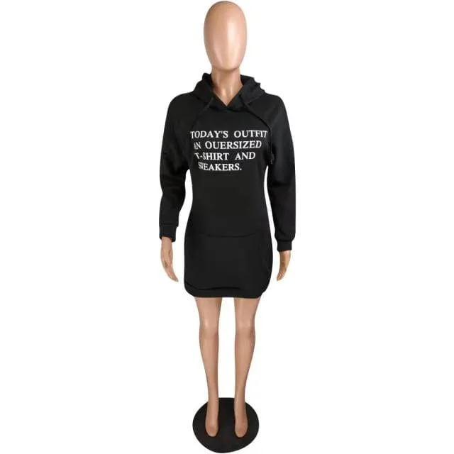 T-Shirt Dress with Hoodie - Multiple Colors