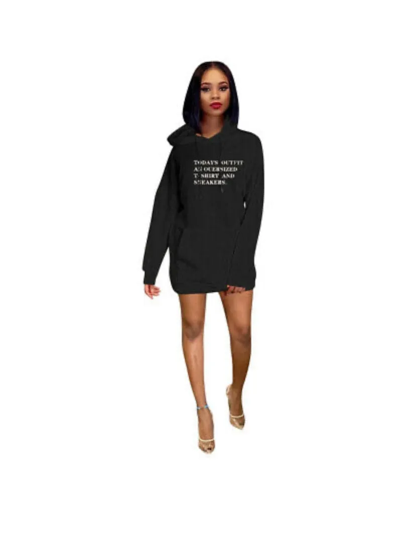 T-Shirt Dress with Hoodie - Multiple Colors