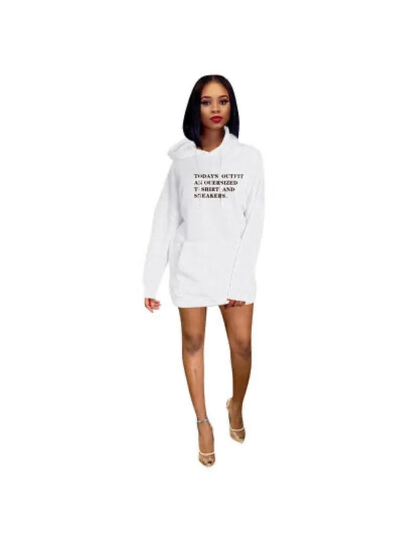 T-Shirt Dress with Hoodie - Multiple Colors