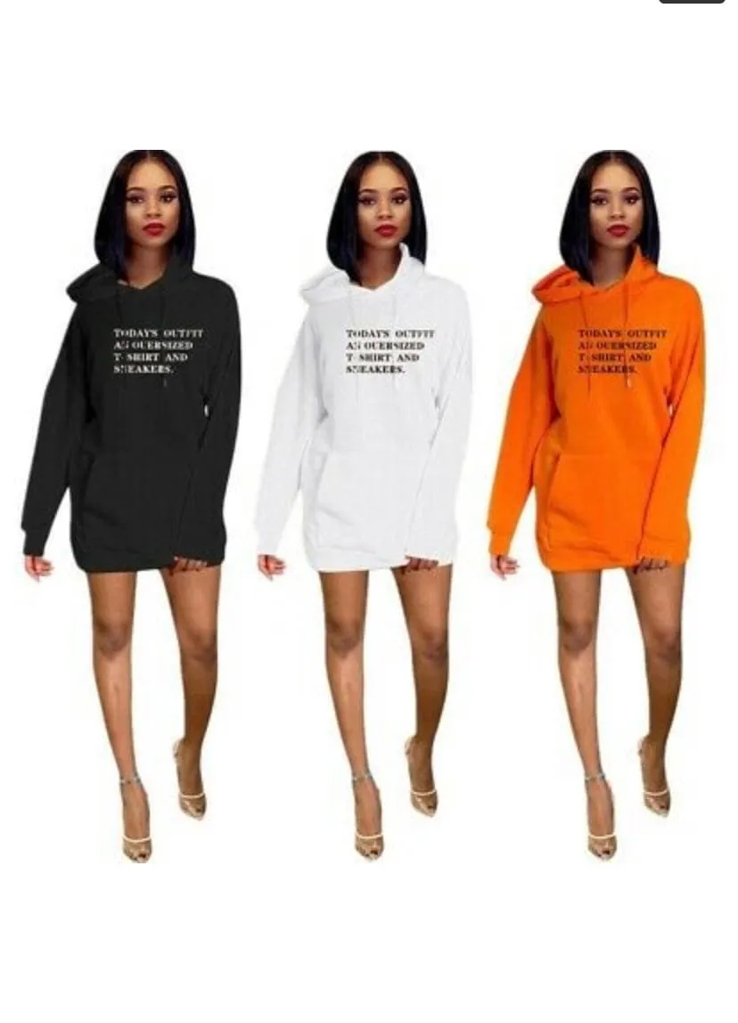 T-Shirt Dress with Hoodie - Multiple Colors