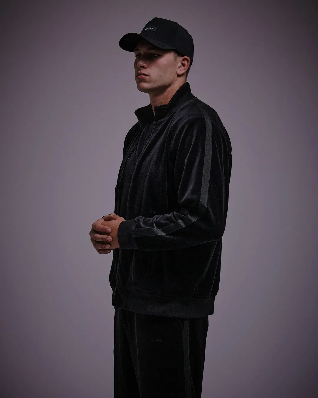 Tenore Velour Track Suit Jacket - BLACK