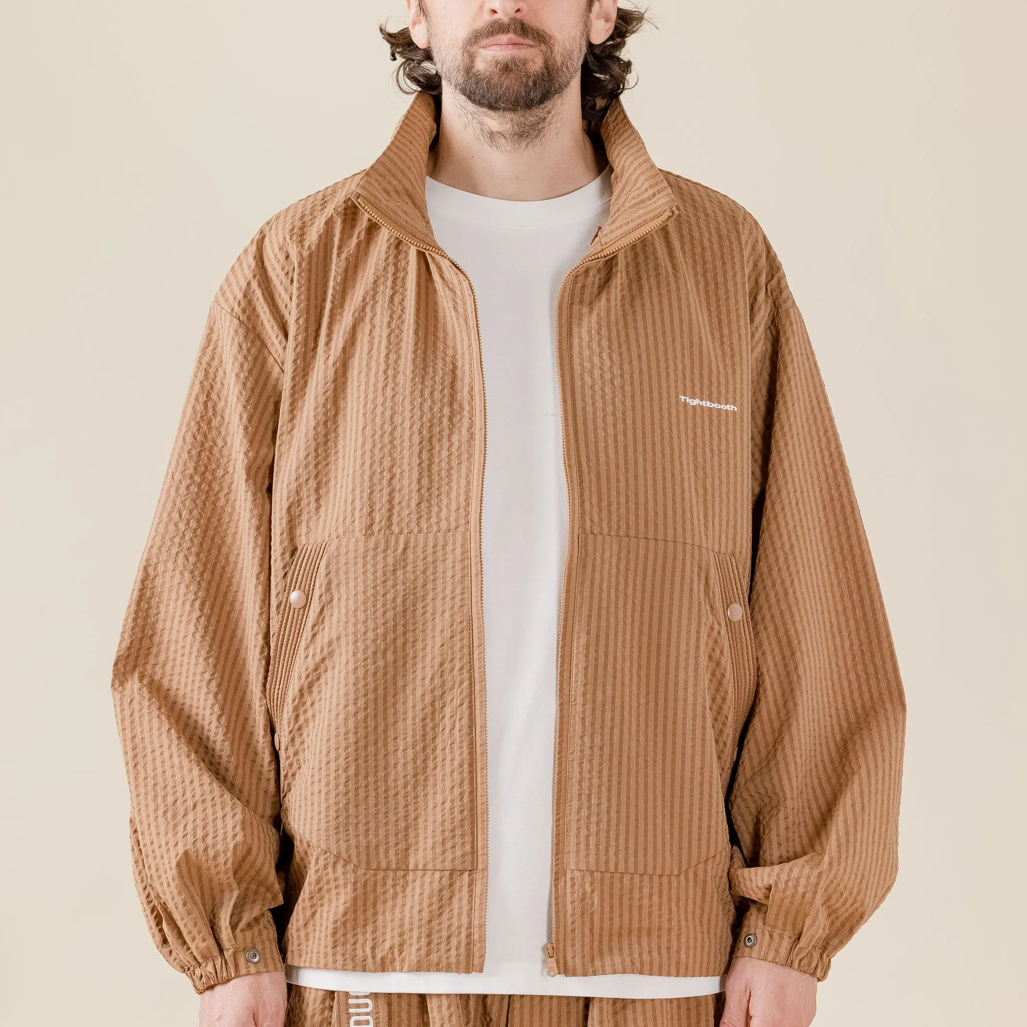 Tightbooth - Seersucker Stripe Track Jacket - Beige