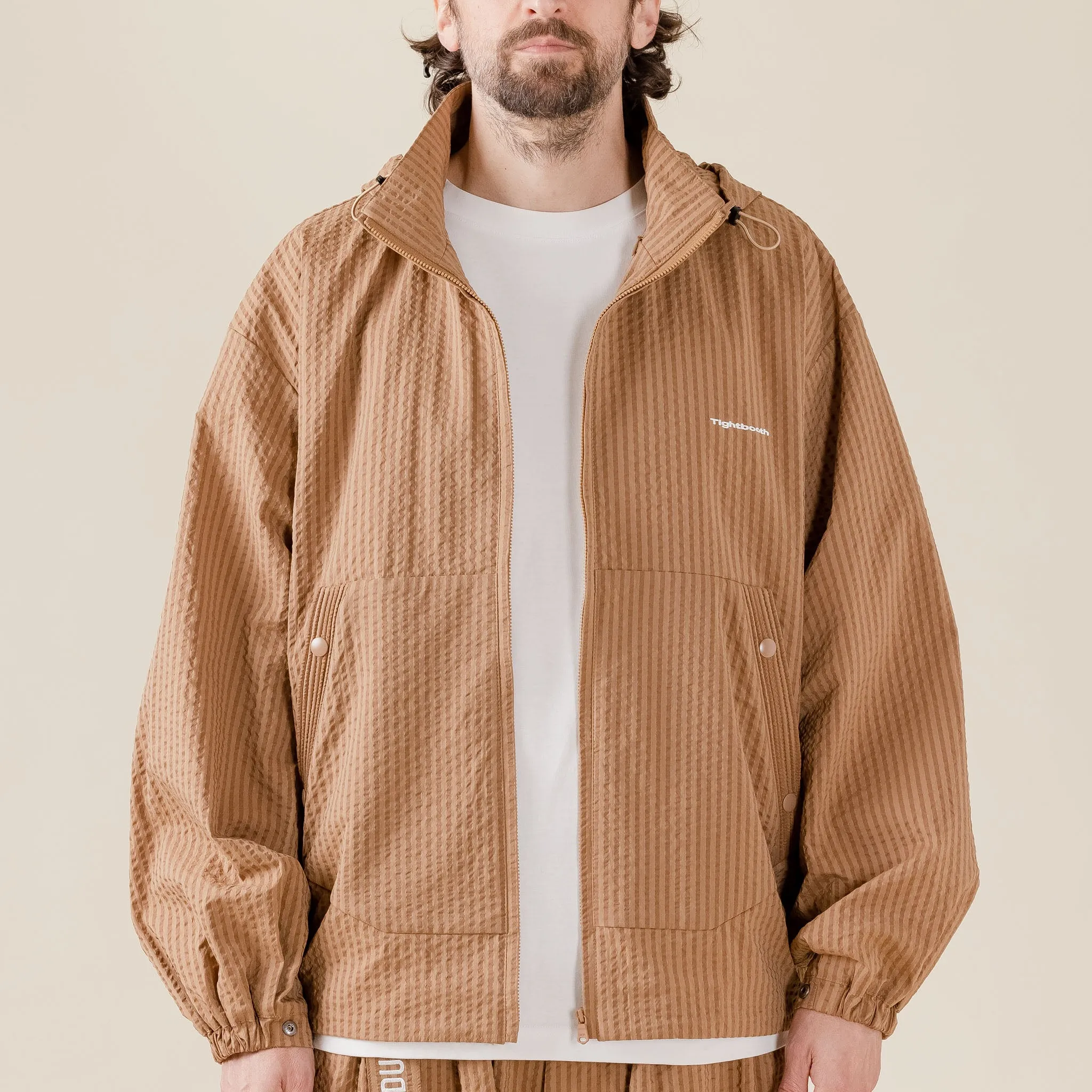 Tightbooth - Seersucker Stripe Track Jacket - Beige