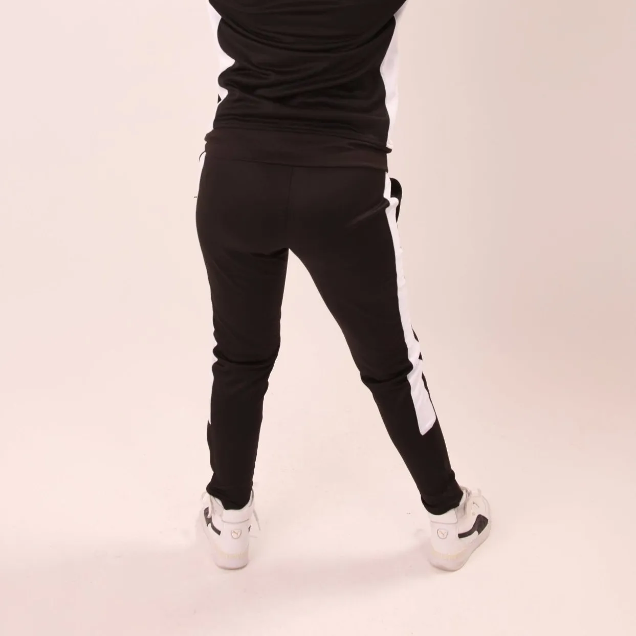 UNIFY Womens Crossover Tracksuit - Black/White Stripes