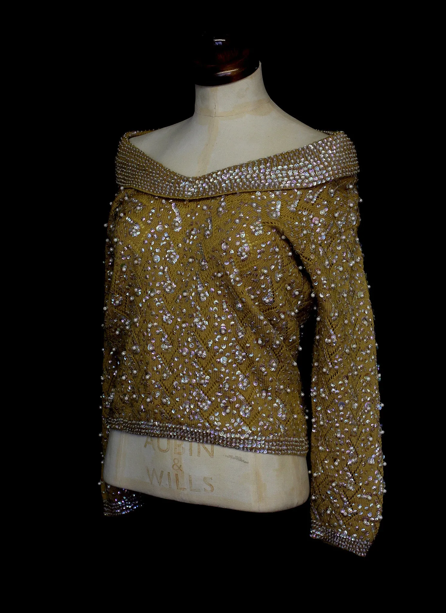 Vintage 1960s Mustard Yellow Sequinned Sweater