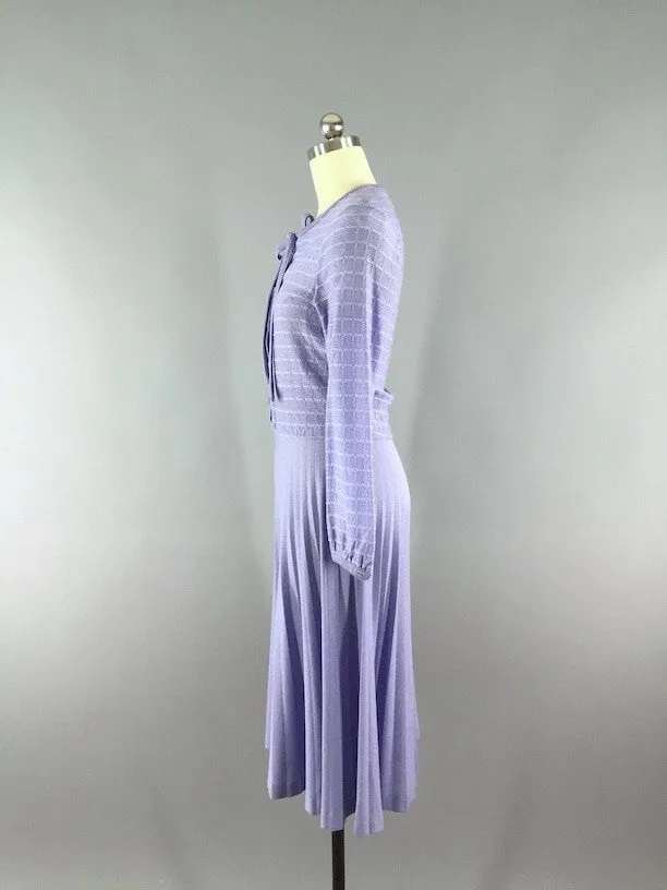 Vintage 80s Day Dress / Lavender Purple