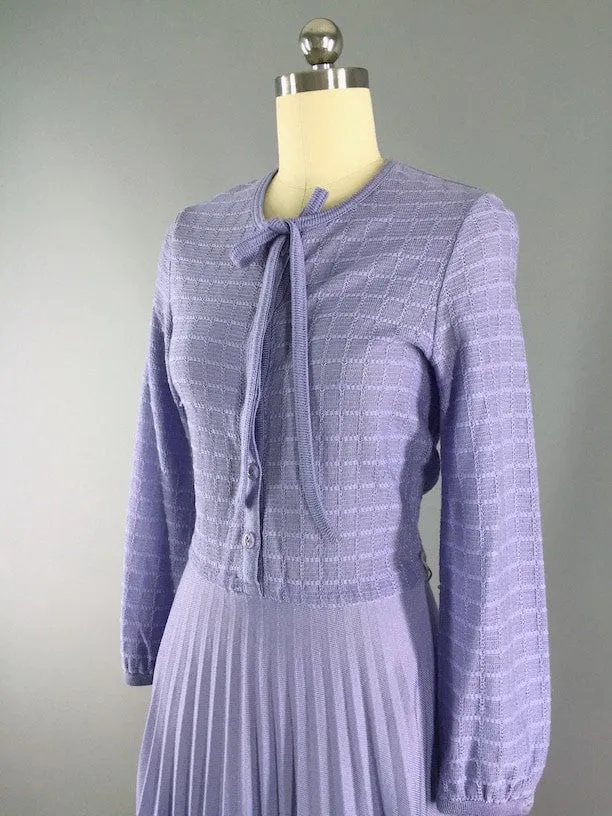 Vintage 80s Day Dress / Lavender Purple