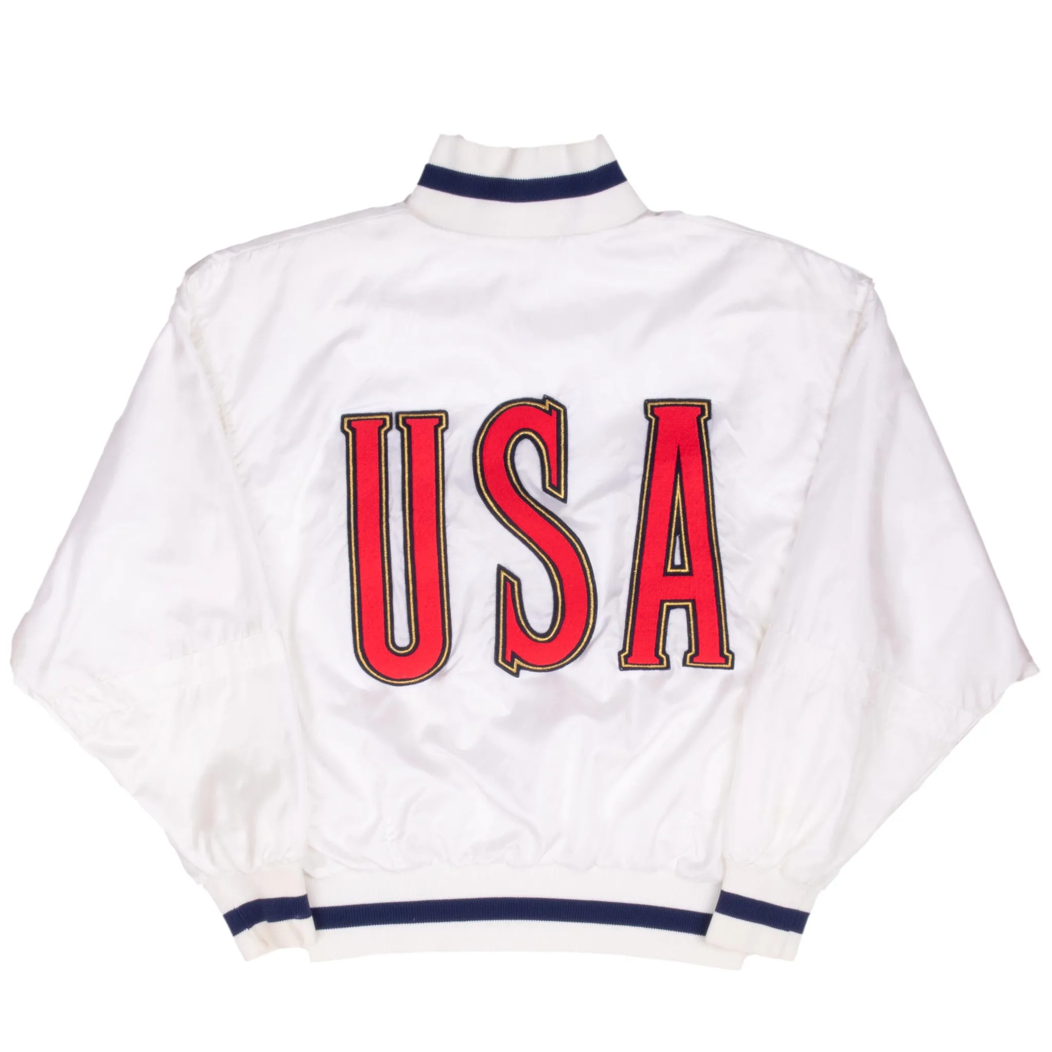 VINTAGE NIKE TRACK AND FIELD TEAM USA WHITE TRACK JACKET 1980S SMALL MADE USA