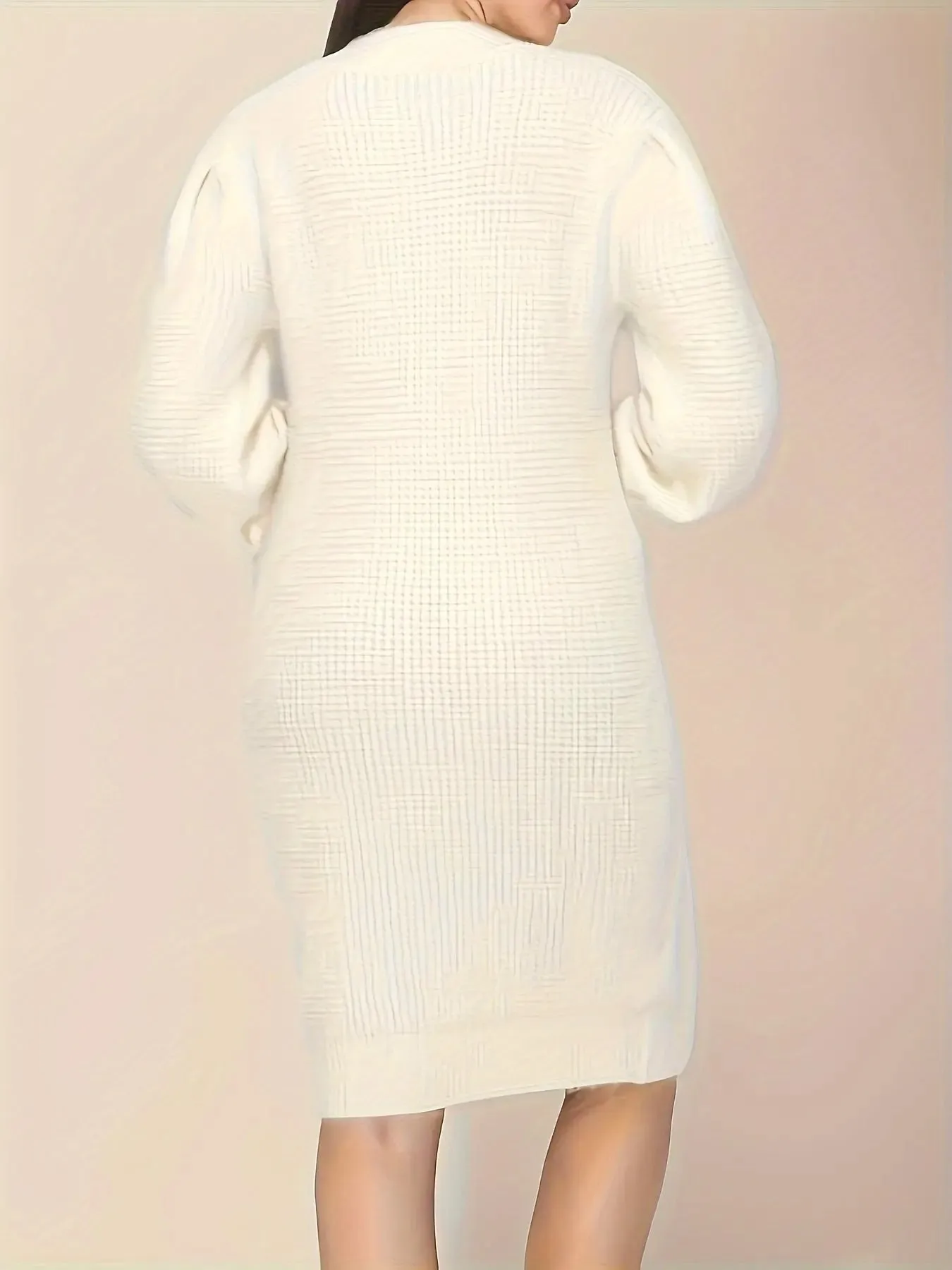 White Knitted Midi Sweater Dress