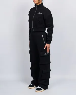 Womens Black Signature Jersey Cargo Pants