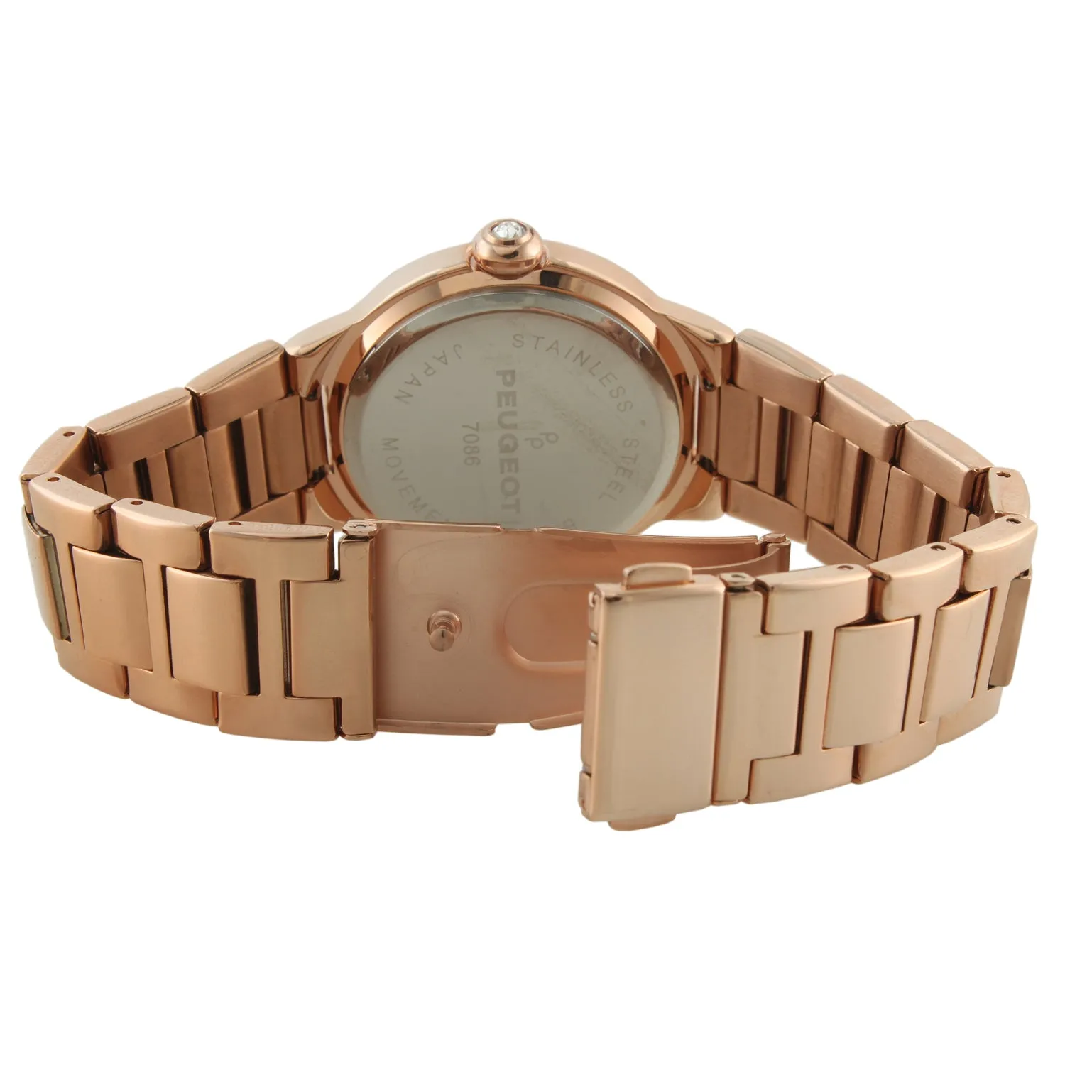 Women's Rose Gold Plated 36mm Round Tank Steel Bracelet Watch