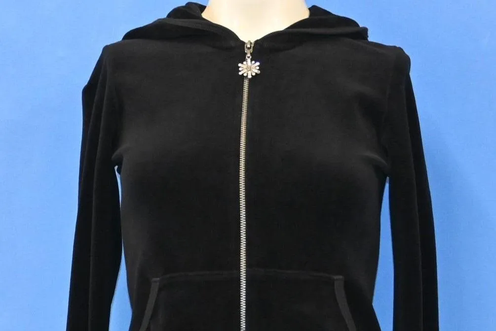 Y2K Juicy Couture Black Velvet Track Jacket Women's Extra Small