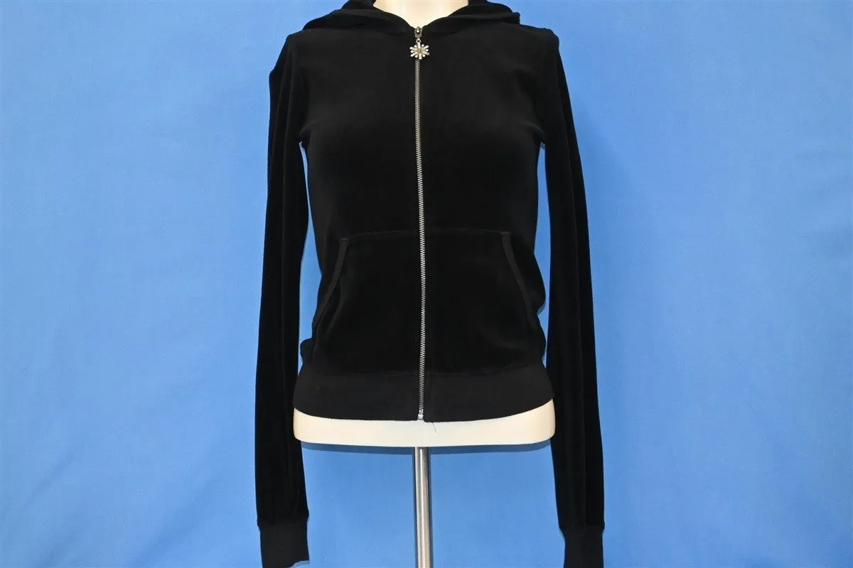 Y2K Juicy Couture Black Velvet Track Jacket Women's Extra Small